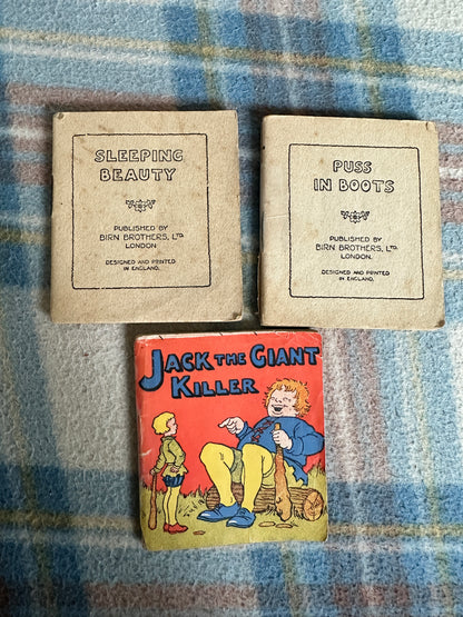 1940’s 3 x Books Jack The Giant Killer, Sleeping Beauty & Puss In Boots(Birn Brothers)