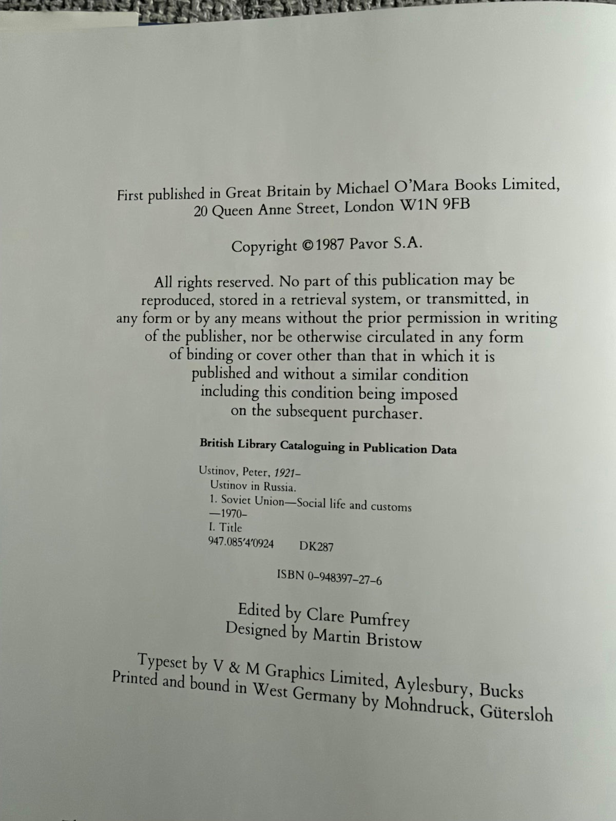 1987 Ustinov In Russia - Peter Ustinov (Michael O’Mara Books Ltd)