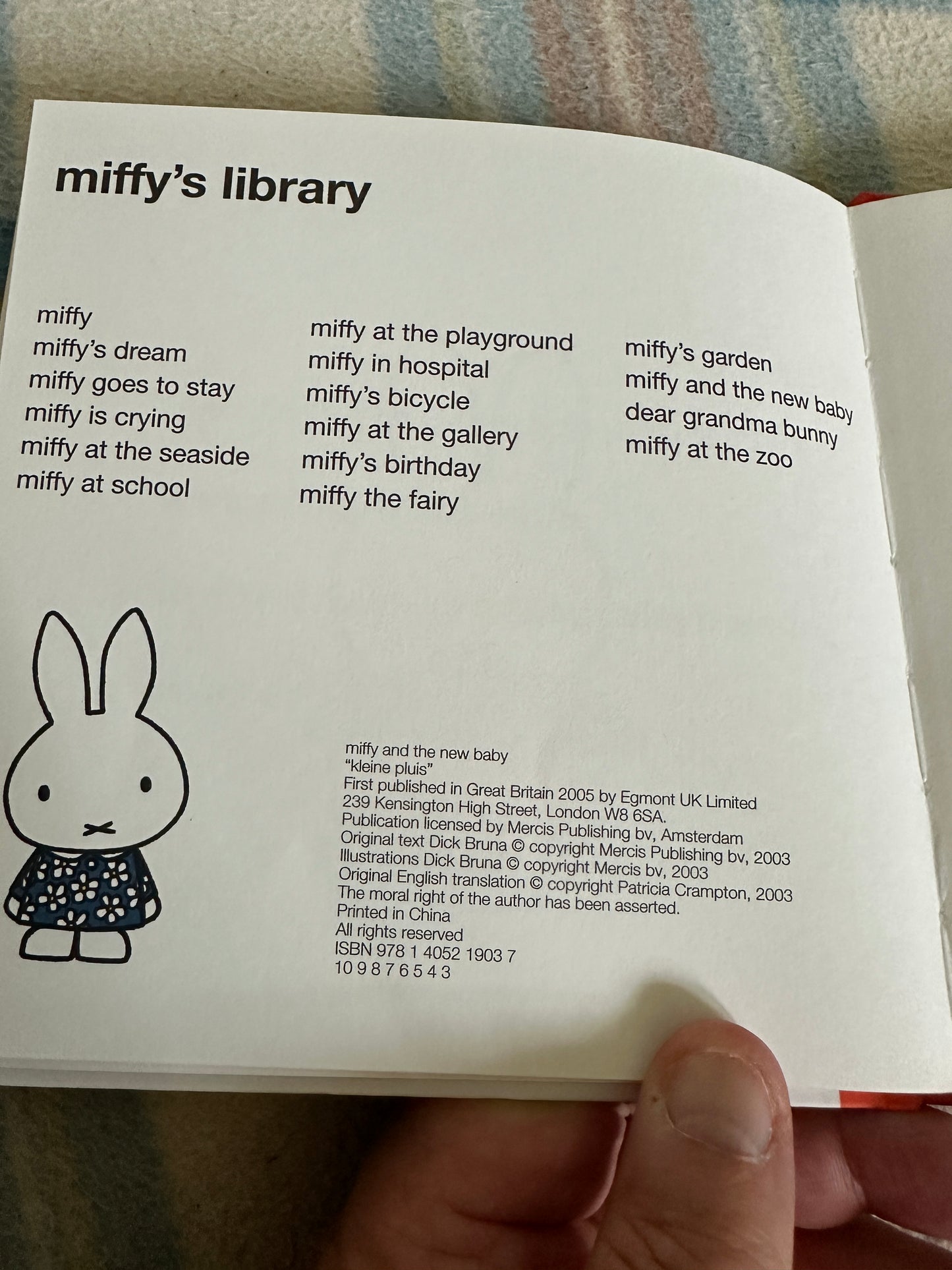 2005 Miffy & The New Baby - Dick Bruna(Egmont)