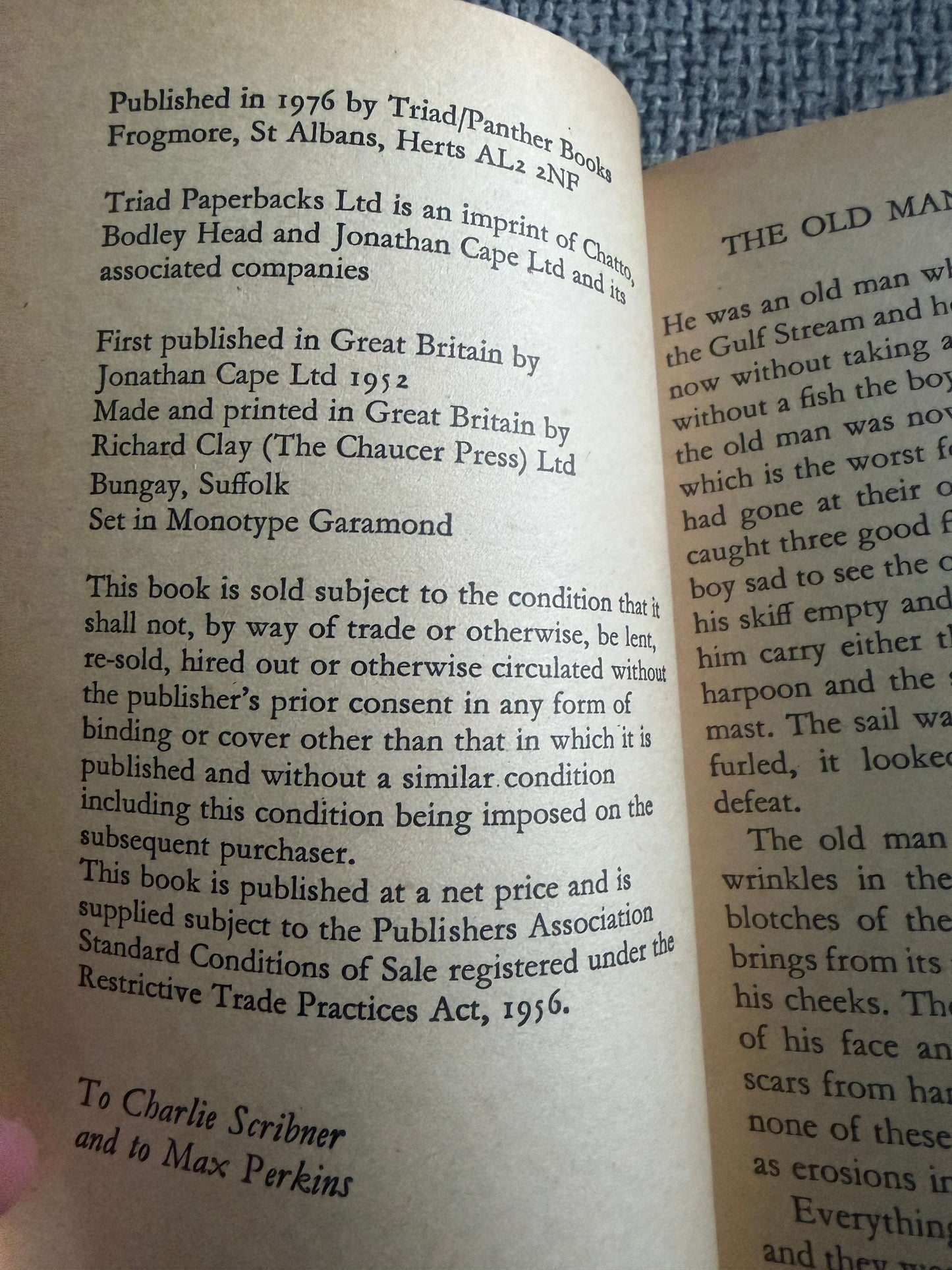 1976 The Old Man & The Sea - Ernest Hemingway (Triad/Panther Publish)