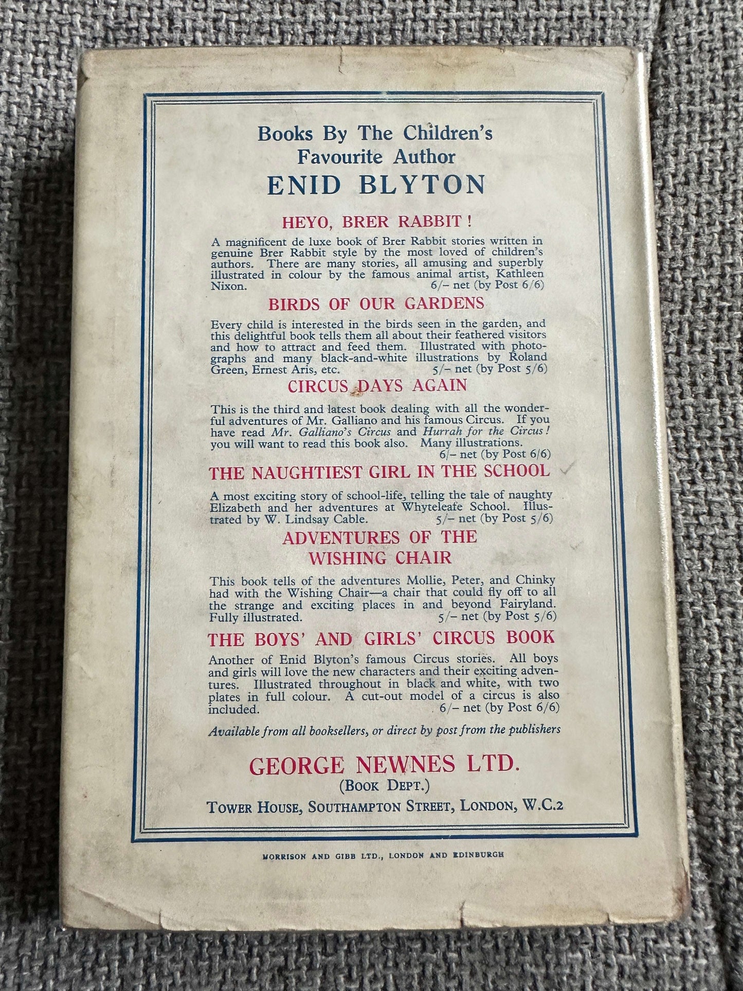 1942 Hurrah For The Circus - Enid Blyton (E.H. Davie Illust) George Newnes Ltd.