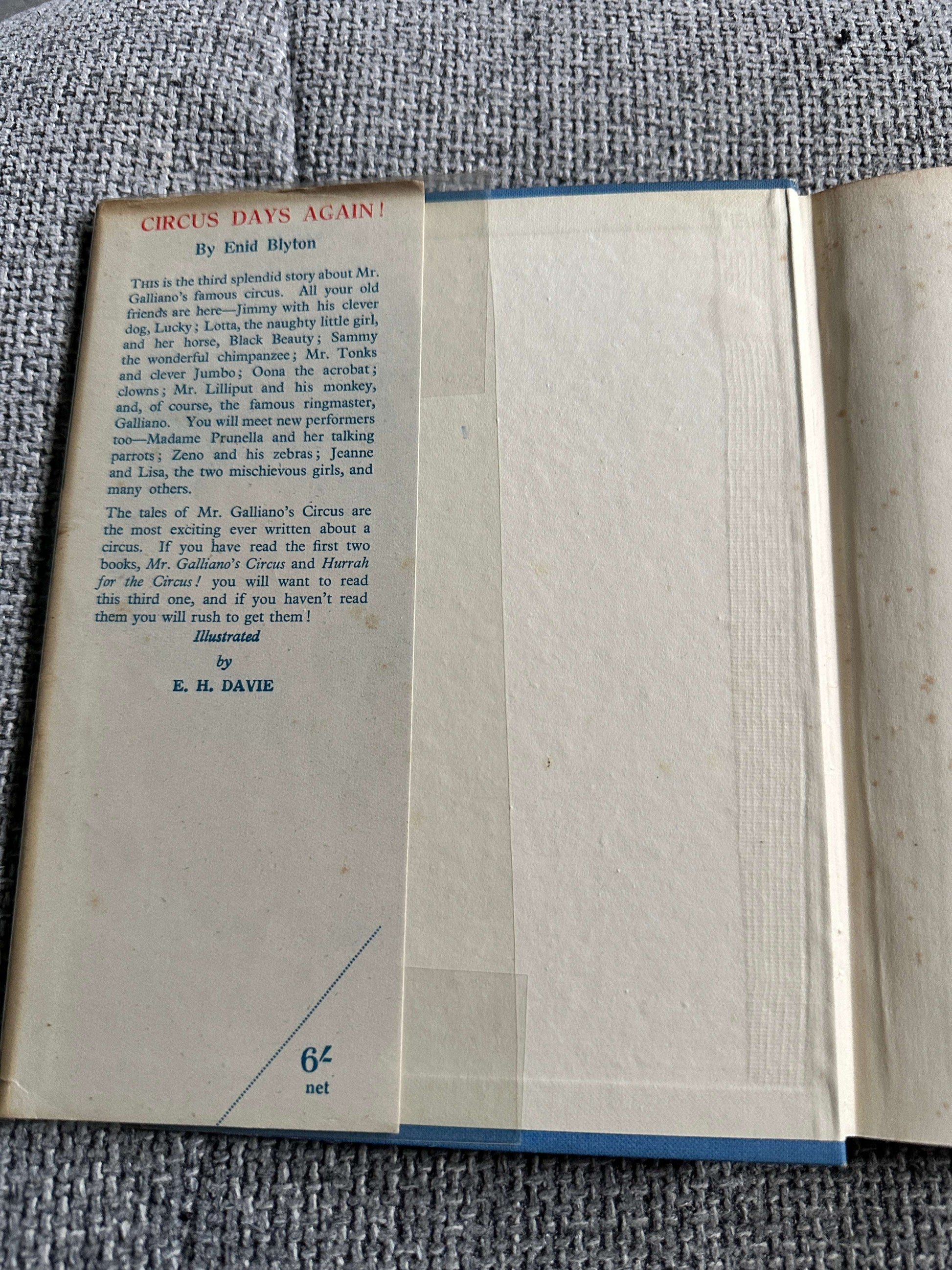 1950 Circus Days Again - Enid Blyton (E. H. Davie Illust) George Newnes Ltd