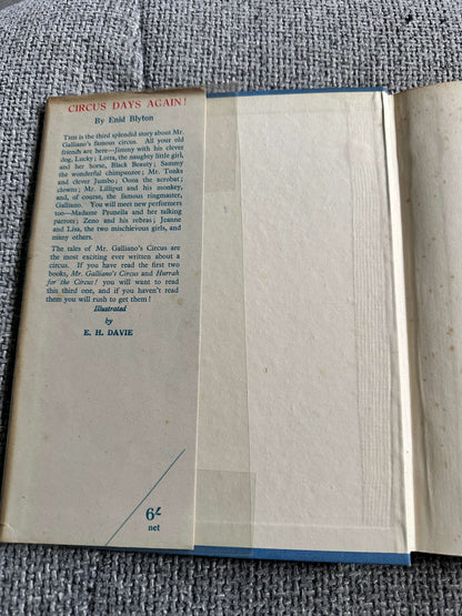 1950 Circus Days Again - Enid Blyton (E. H. Davie Illust) George Newnes Ltd