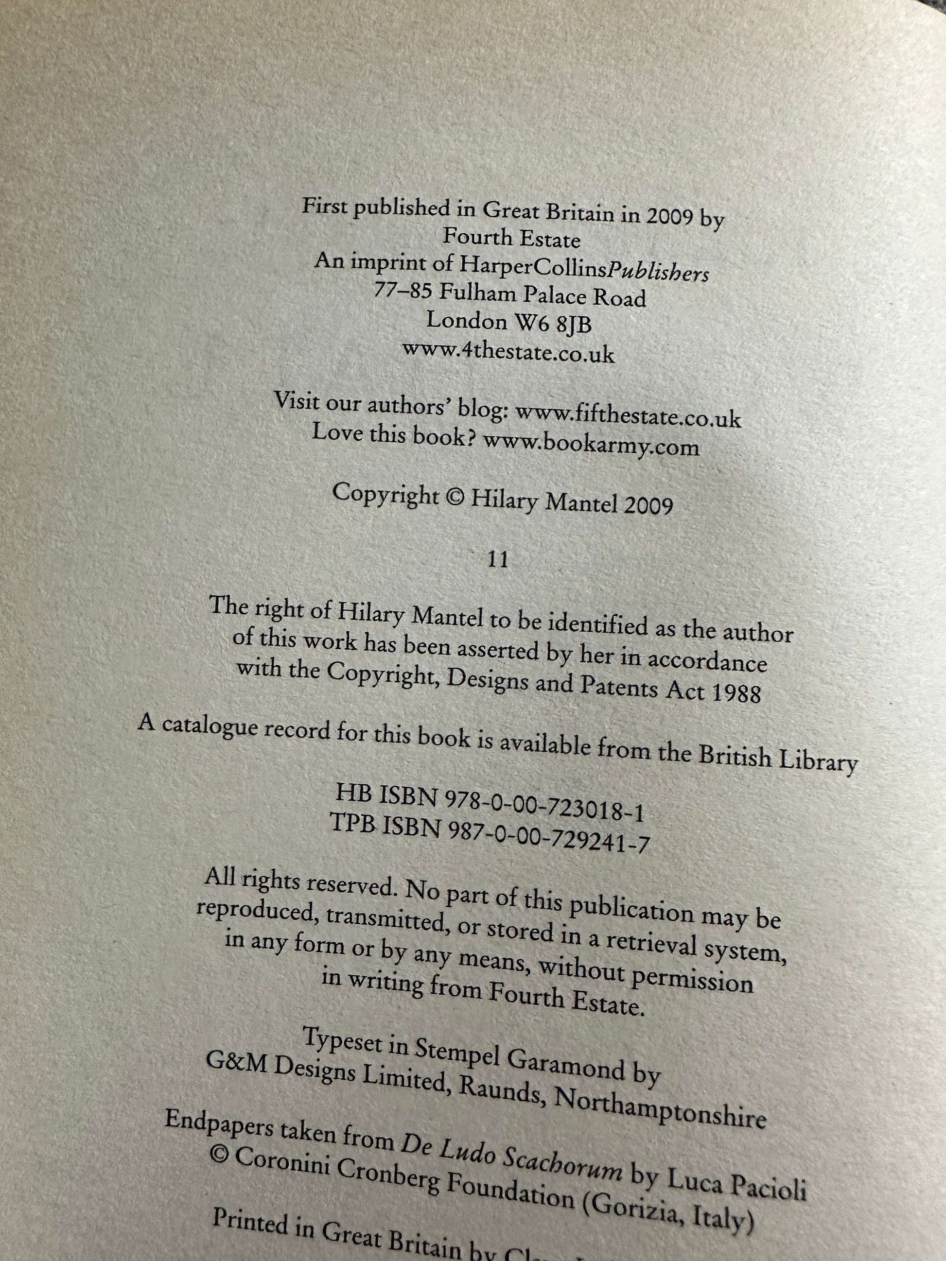 2009 Wolf Hall - Hilary Mantel (Fourth Estate Ltd)