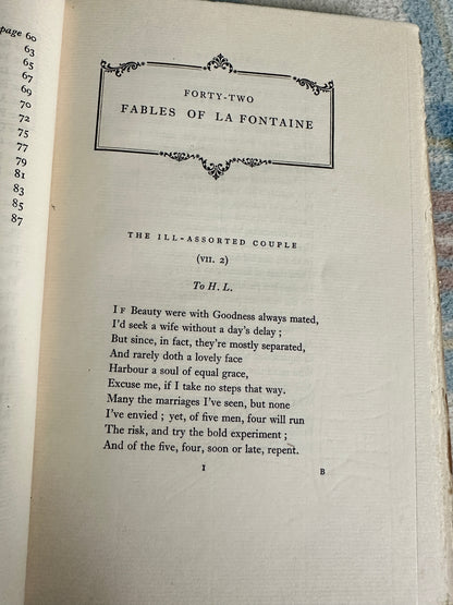 1924*SIGNED 1st* Forty Two Fables of La Fontaine - translated Edward Marsh(William Heinemann Ltd)