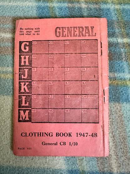 1947-48 Clothing Coupon Book with page of coupons