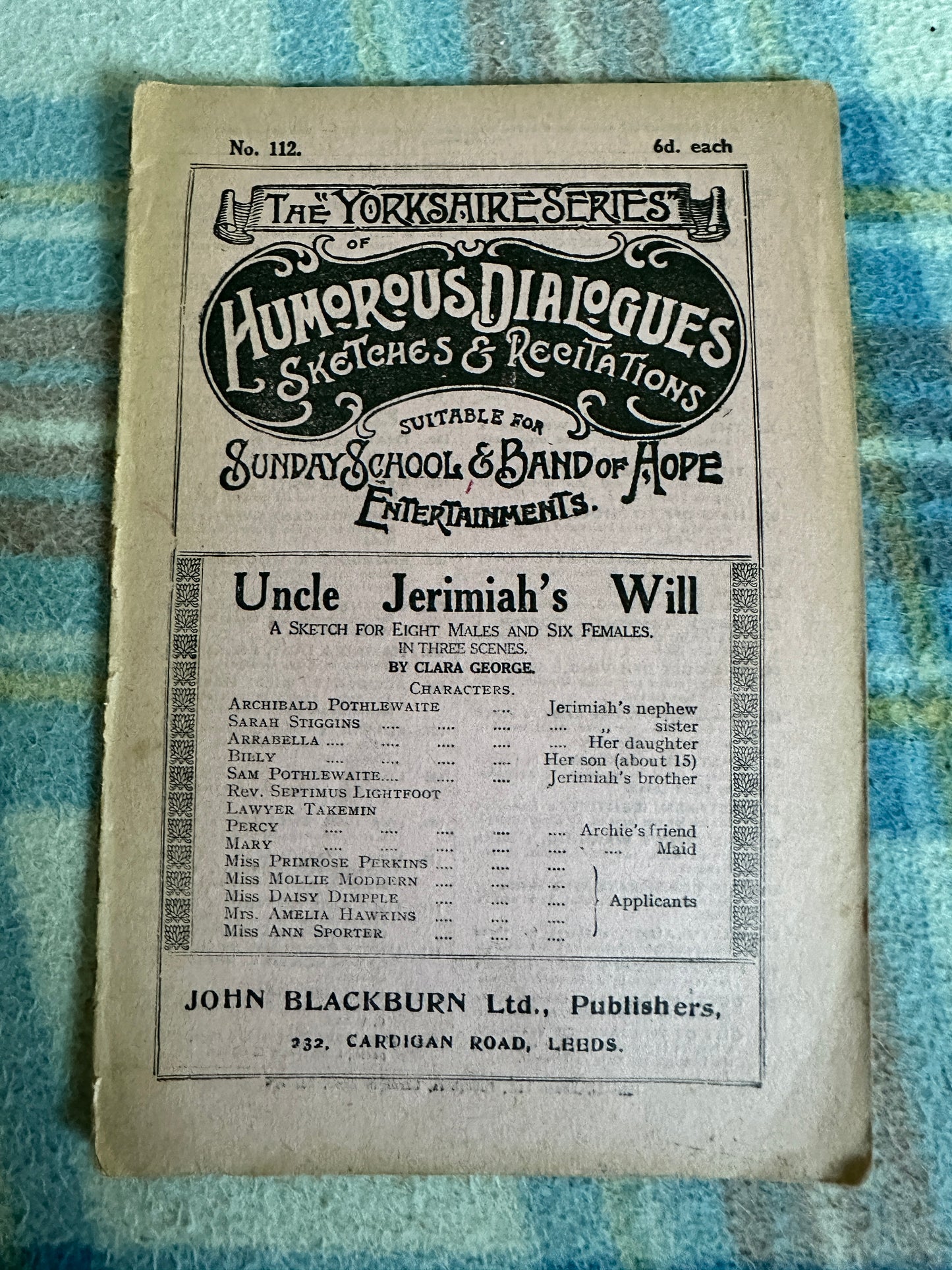 1920’s Uncle Jeremiah’s Will(Humorous Dialogues) The Yorkshire Series