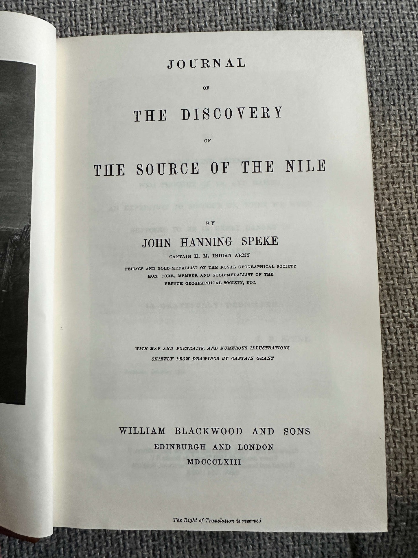 1983 Journal Of The Discovery Of The Source Of Nile - John Hanning Speke (Time Life Books) Leather Bound
