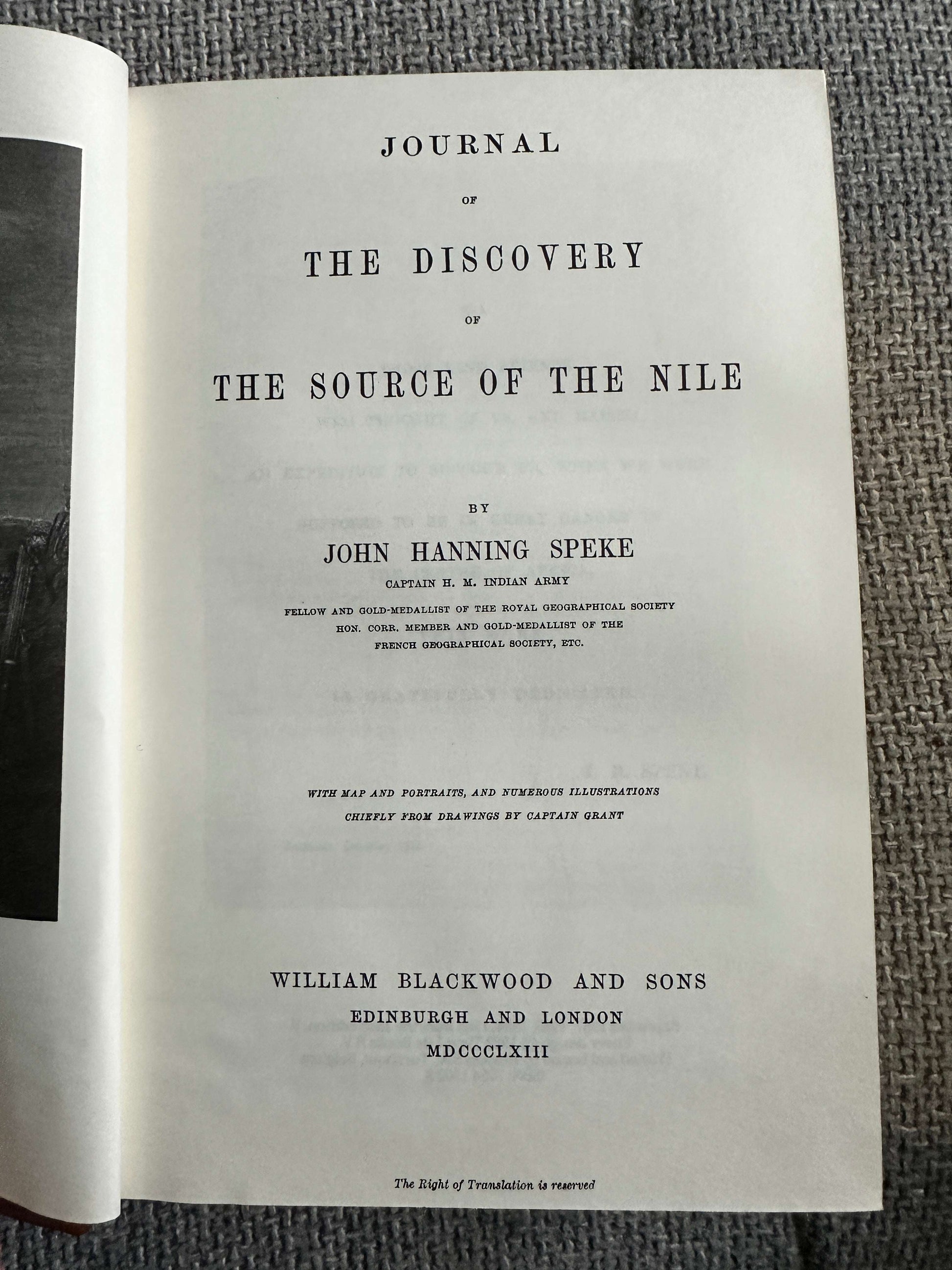 1983 Journal Of The Discovery Of The Source Of Nile - John Hanning Speke (Time Life Books) Leather Bound