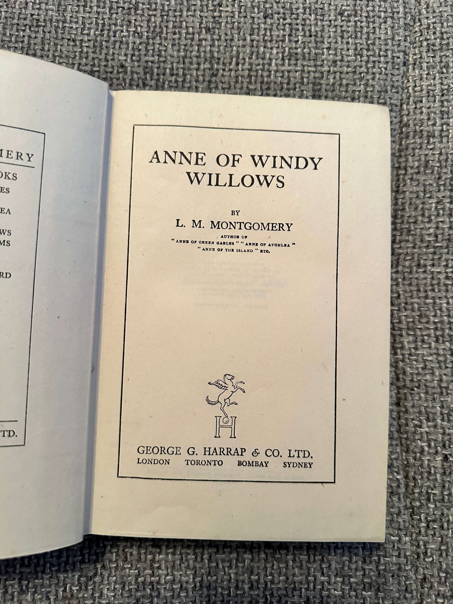 1941 Anne Of Windy Willows - L. M. Montgomery (George G. Harrap)