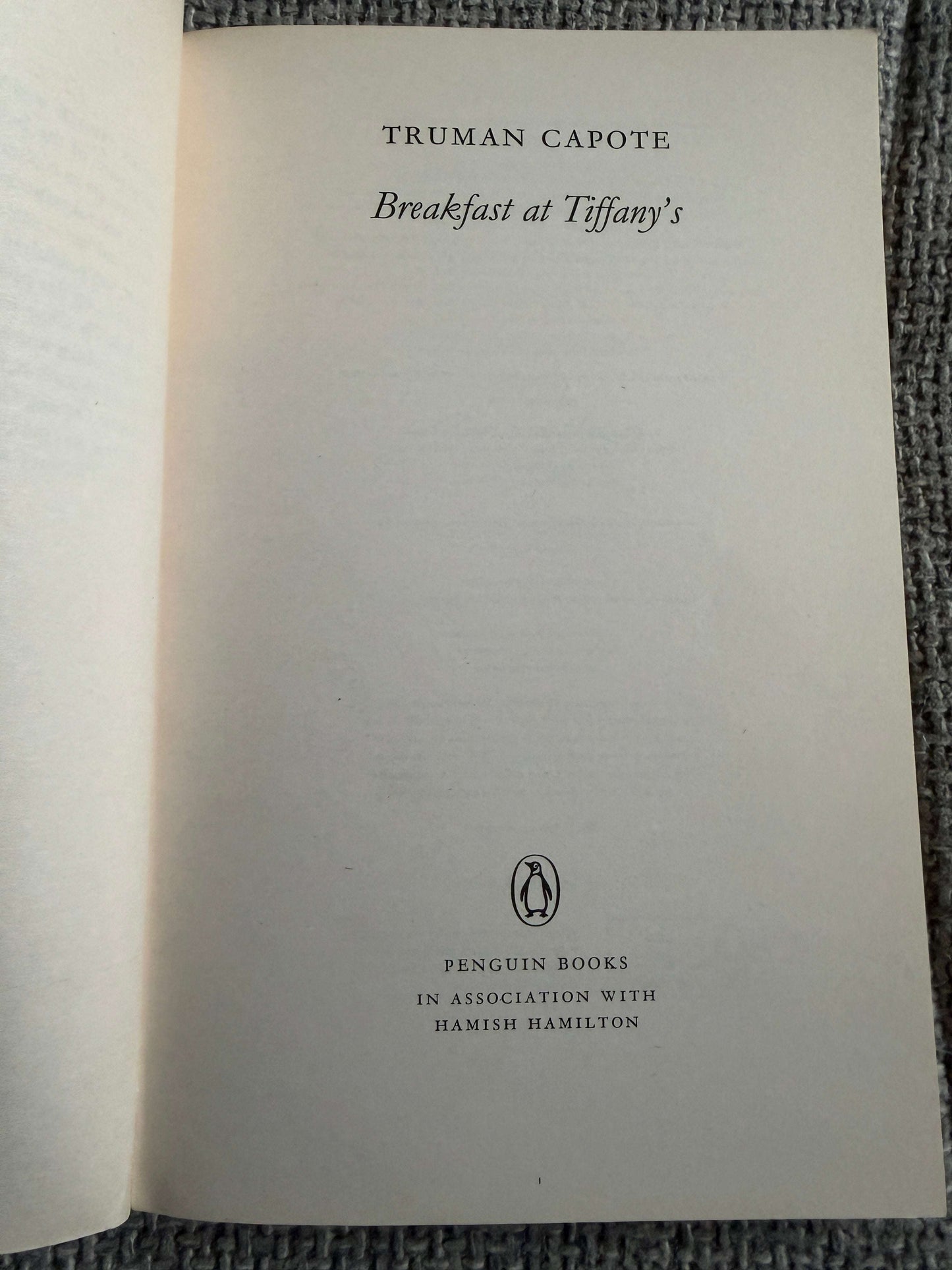 2000 Breakfast At Tiffany’s - Truman Capote ( Penguin Classics) - Honeyburn Books (UK)