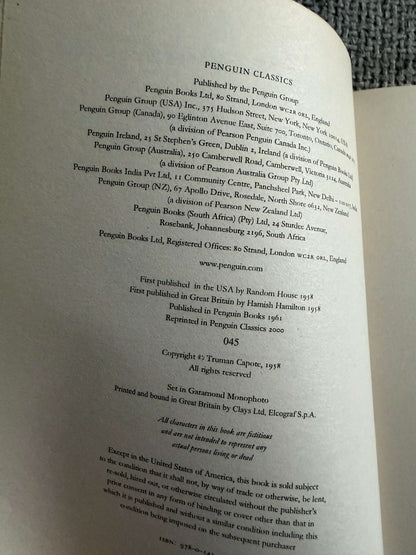 2000 Breakfast At Tiffany’s - Truman Capote ( Penguin Classics) - Honeyburn Books (UK)