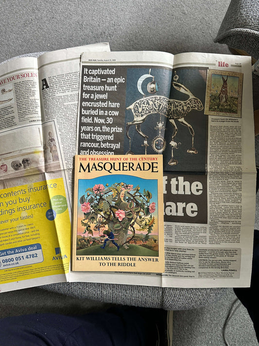 1982 Masquerade The Answer To The Riddle Book & Newspaper article - Kit Williams (Jonathan Cape)