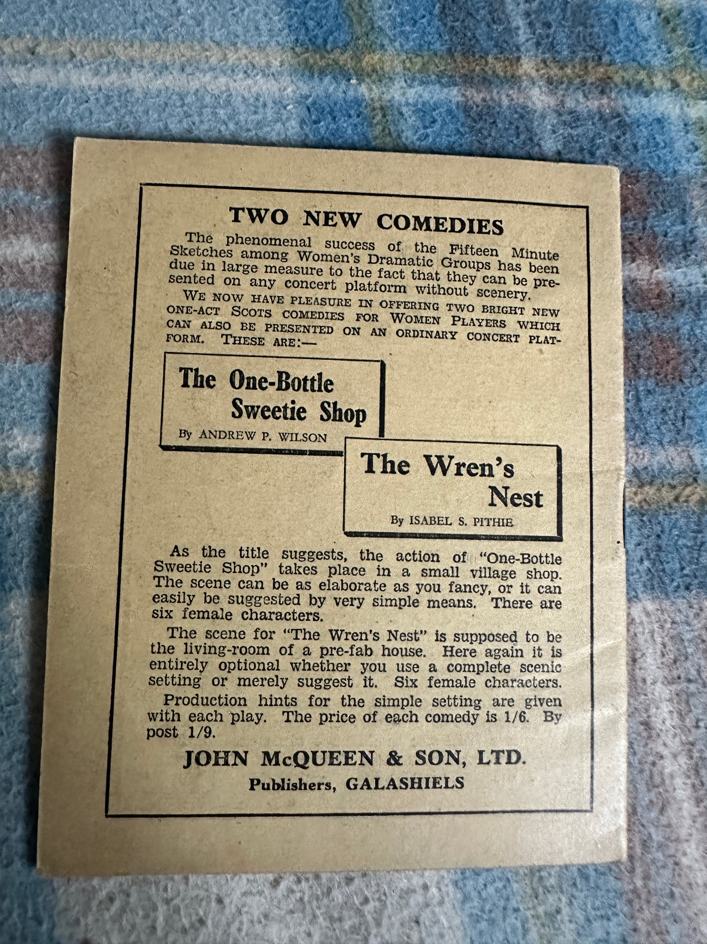 1948*1st* Buster Comes To Town - Doris C. C. Brown(15min Sketches for Women Players)John McQueen & Son Ltd