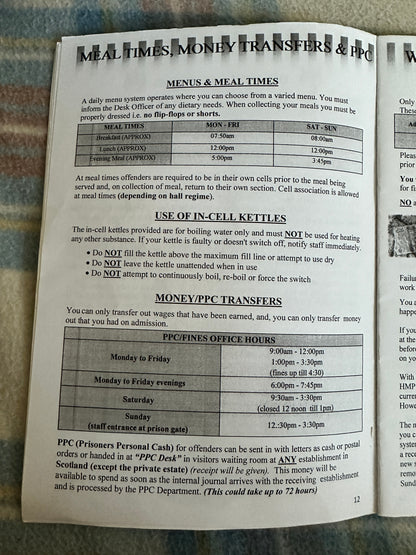 2017 H. M. P. Edinburgh Prison (First Night in Custody Booklet)very rare