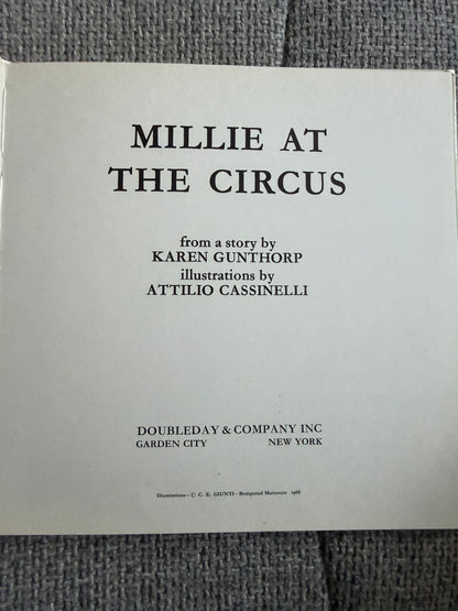 1968 Millie At The Circus - Karen Gunthorp (Attilio Cassinelli illust) Doubleday - Honeyburn Books (UK)