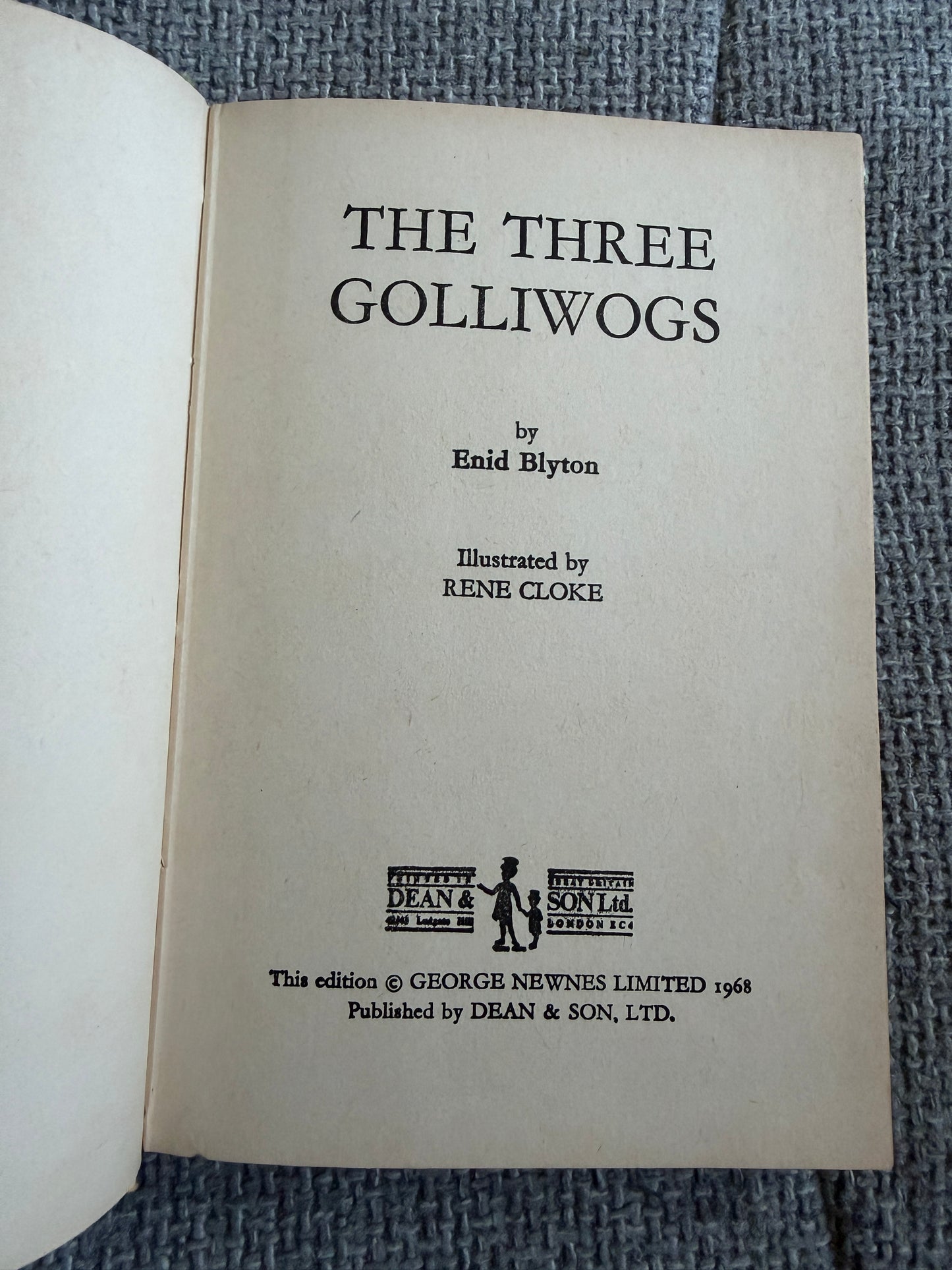 1968 Three Golliwogs Enid Blyton by Rene Cloke - Original Names Dean & Son Ltd