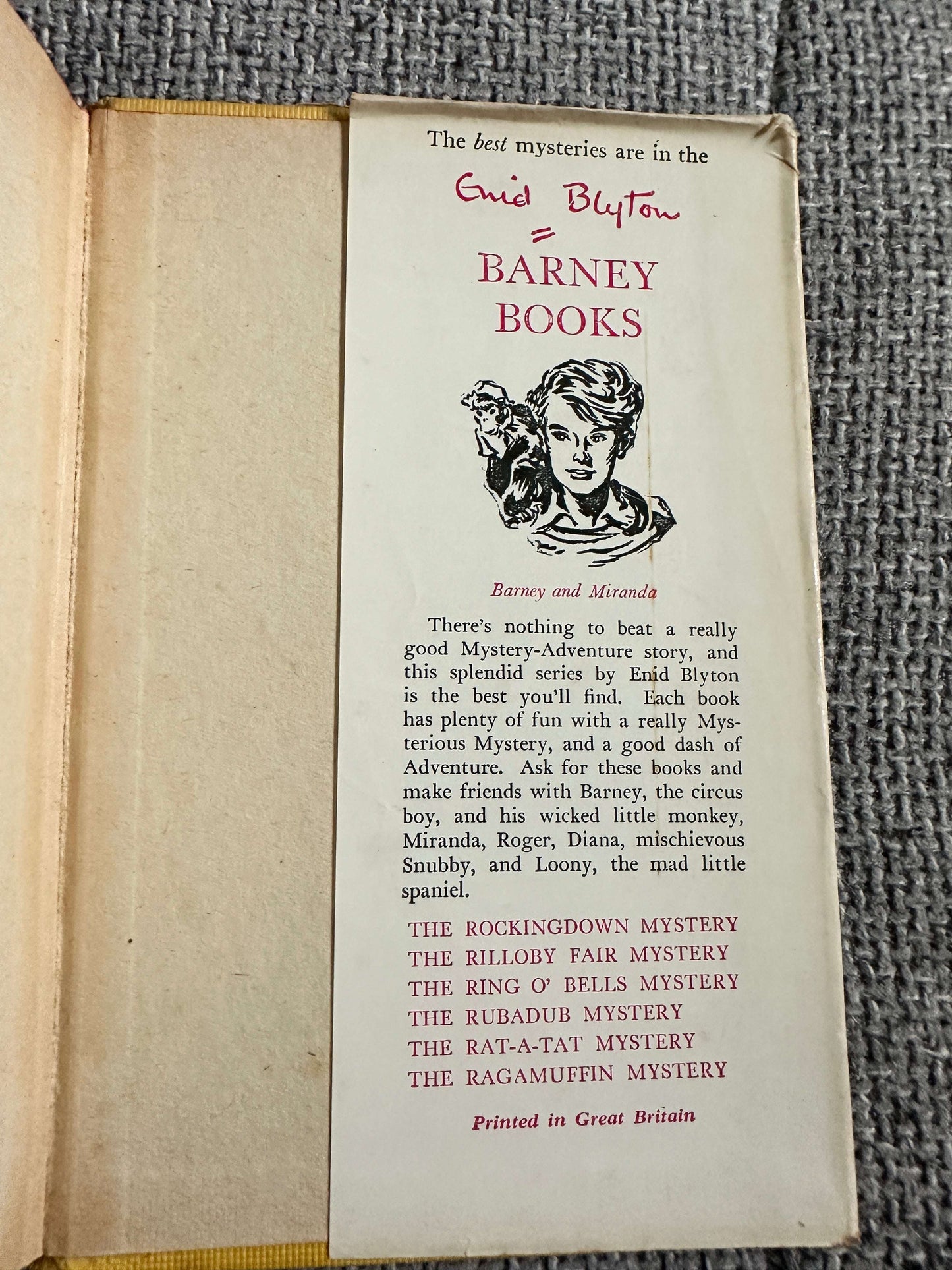 1959 Mystery Stories (The Secret of Cliff Castle / Smuggler Ben) Enid Blyton (Hilda McGavin cover, George Brook, G. W. Backhouse Illust) Collins