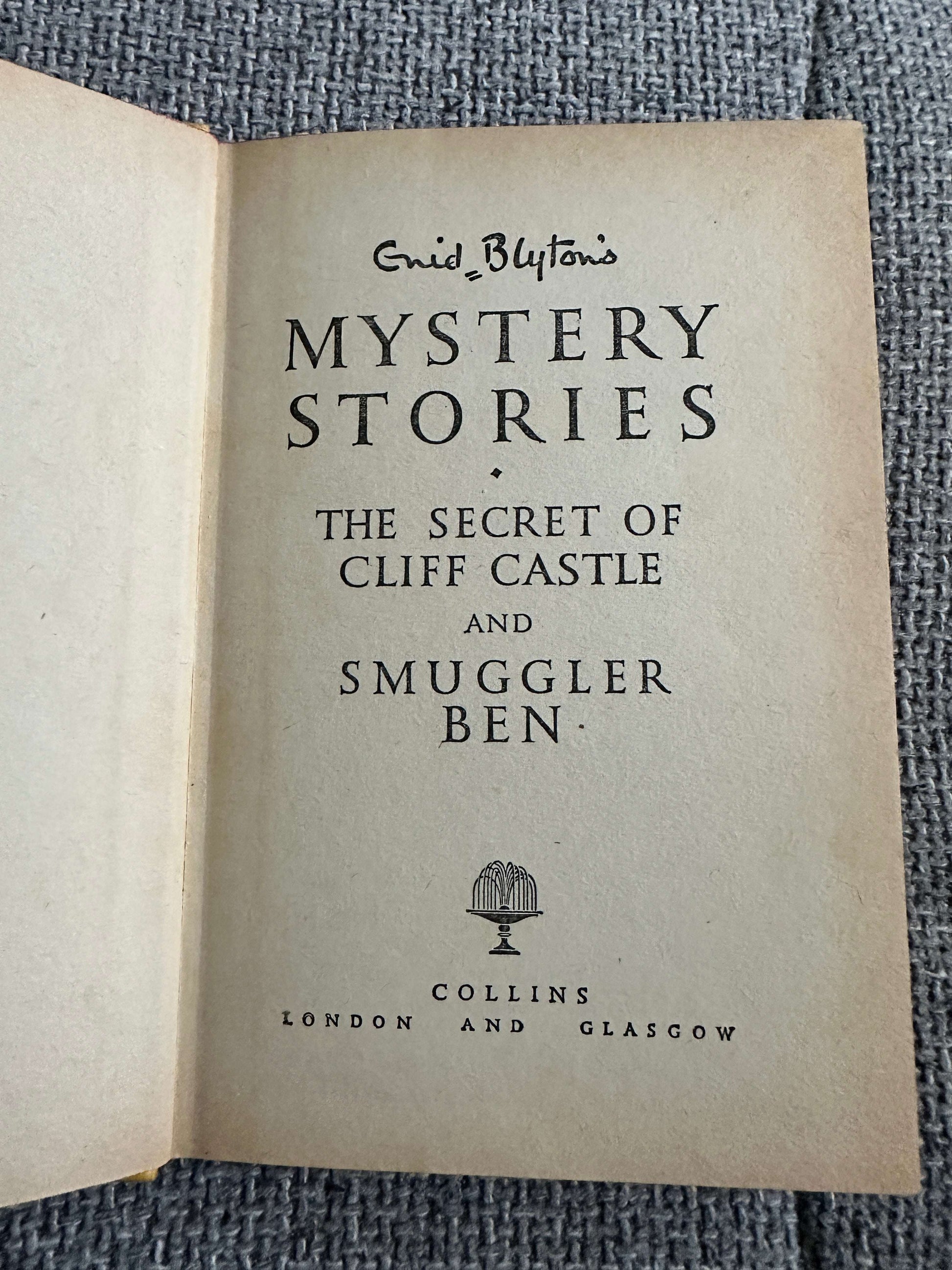 1959 Mystery Stories (The Secret of Cliff Castle / Smuggler Ben) Enid Blyton (Hilda McGavin cover, George Brook, G. W. Backhouse Illust) Collins