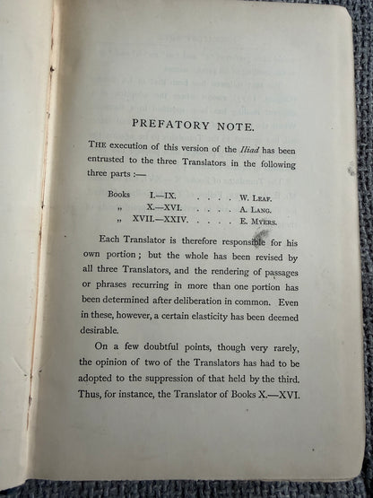 The Iliad of Homer English Prose by Andrew Lang, Walter Leaf & Ernest Myers (1889, MacMillan)
