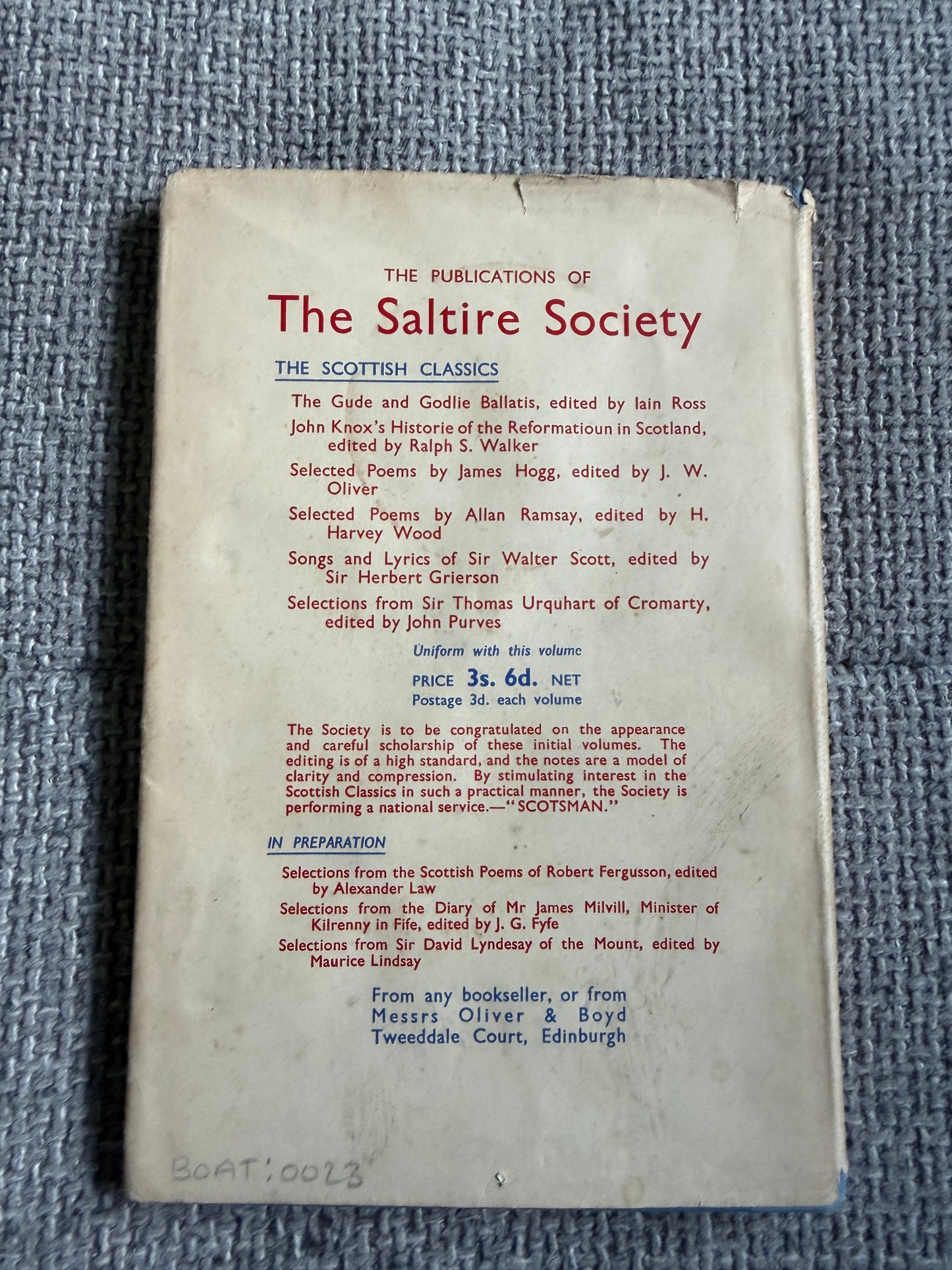 James Hogg Selected Poems 1946 - A Saltire Book from Oliver & Boyd
