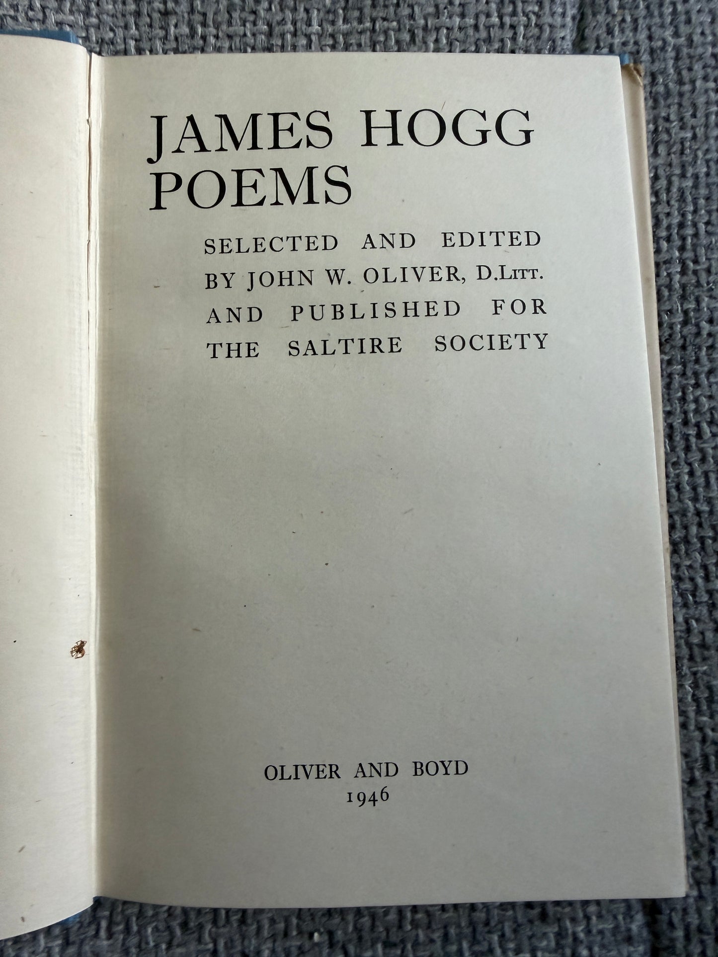 James Hogg Selected Poems 1946 - A Saltire Book from Oliver & Boyd