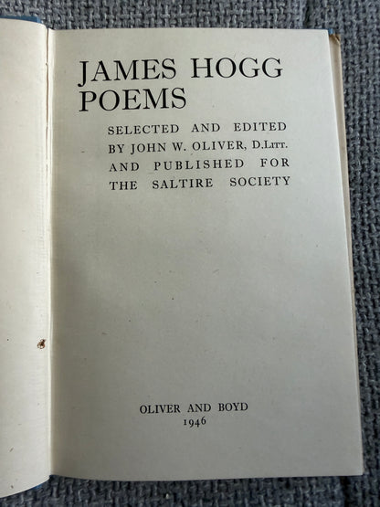 James Hogg Selected Poems 1946 - A Saltire Book from Oliver & Boyd