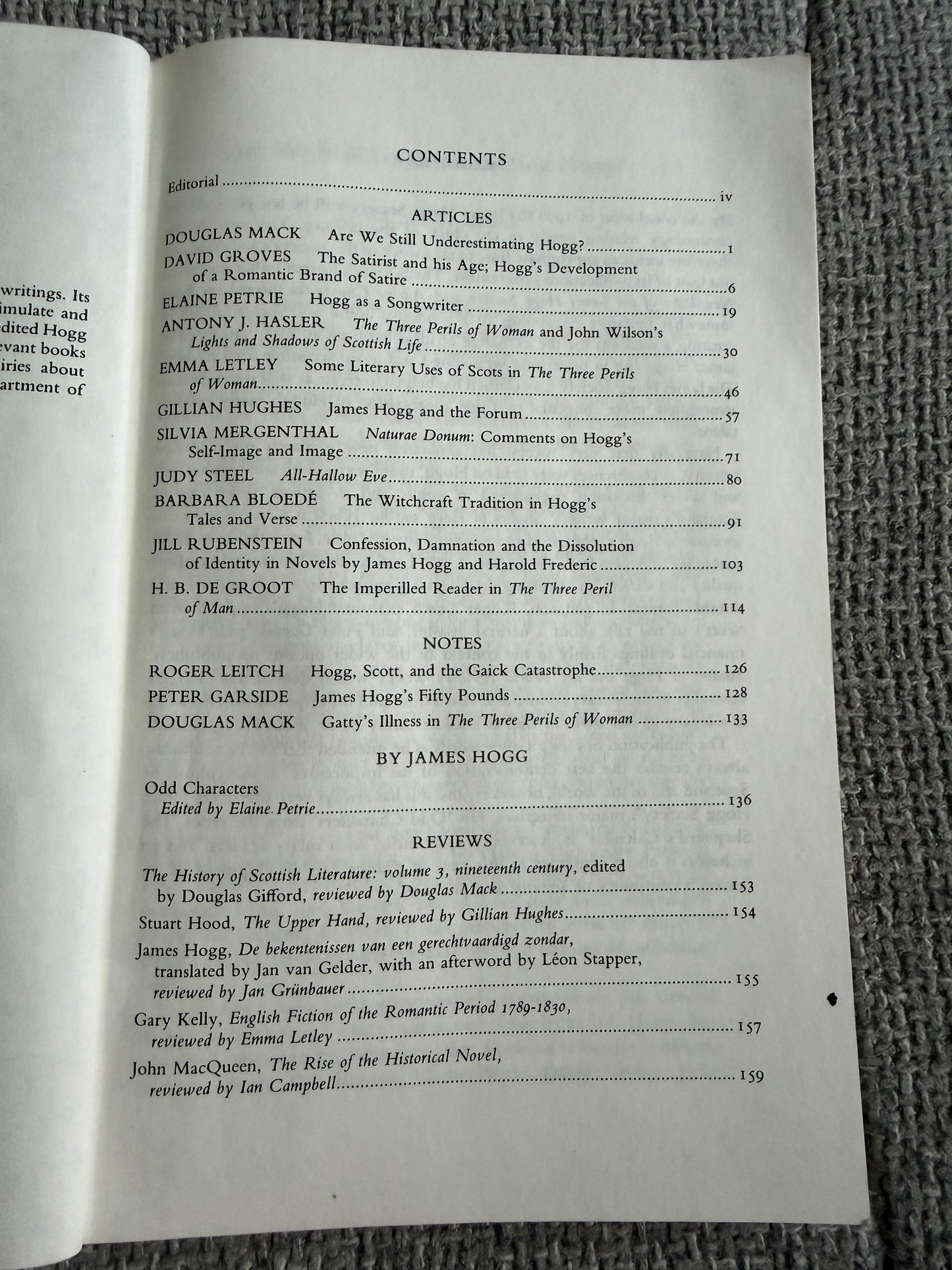 1990 Studies in Hogg & His World - Gillian H. Hughes | James Hogg Studies Issue 1