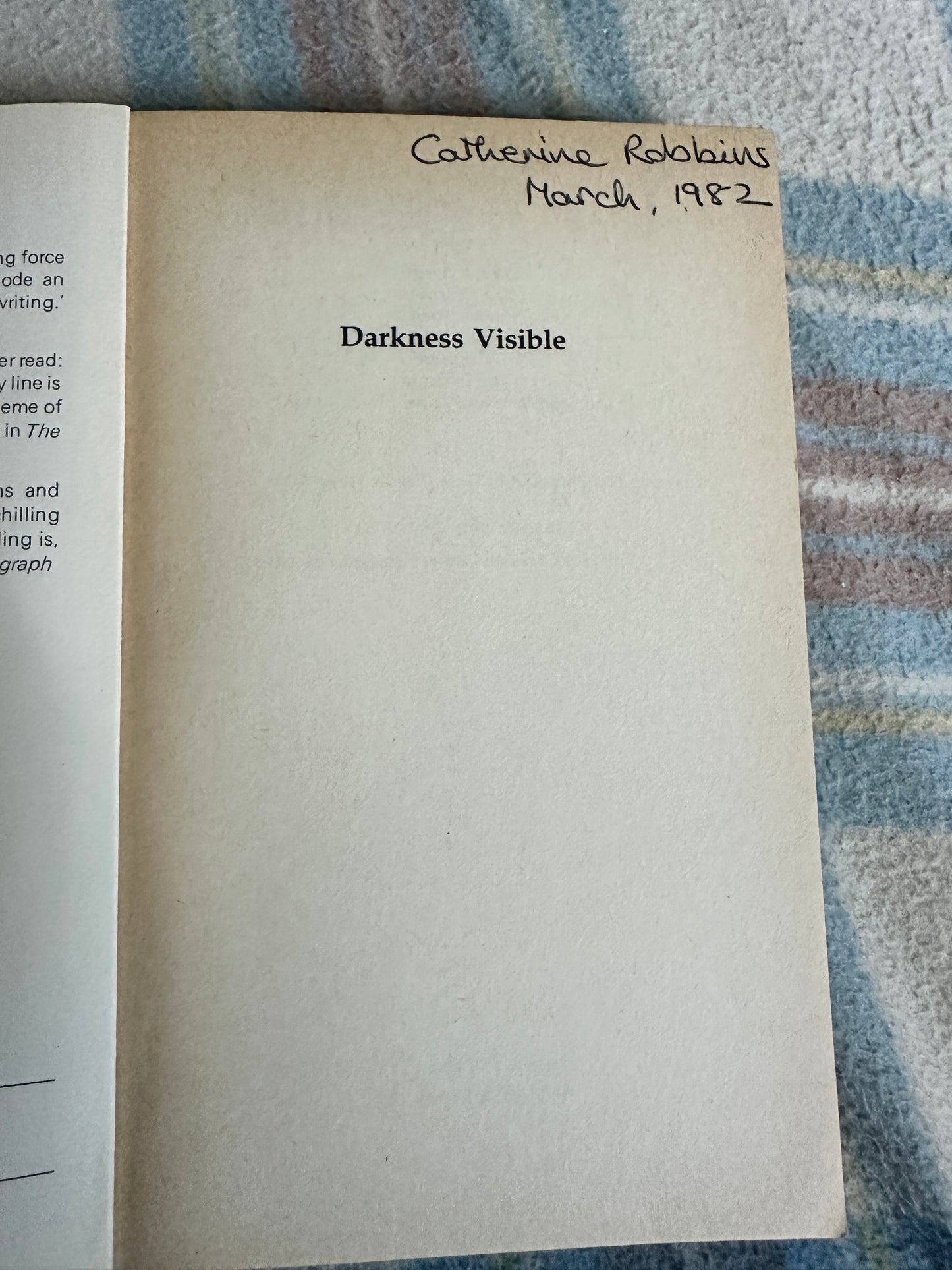 1981 Darkness Visible - William Golding(Faber & Faber)