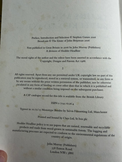 2008 Trains and Buttered Toast by John Betjeman - John Murray Edition
