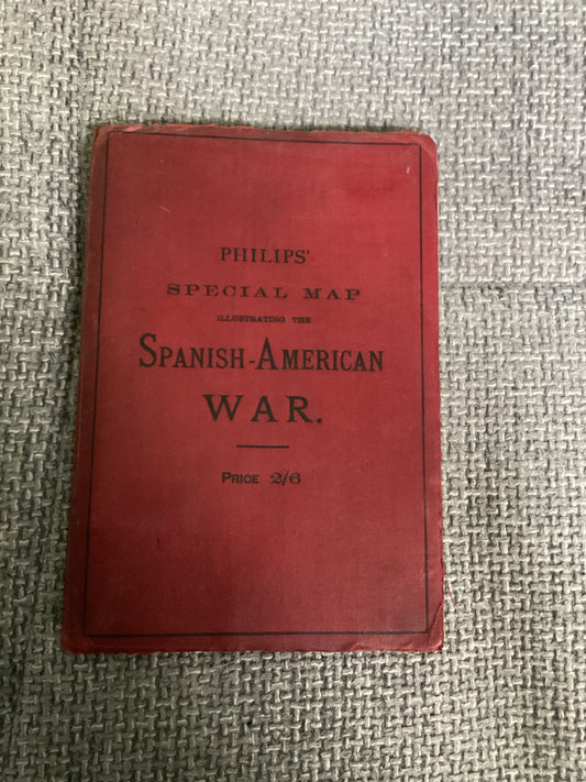 [1898] Philips' Special Map Illustrating the Spanish-American War — Complete Cloth Folding Map