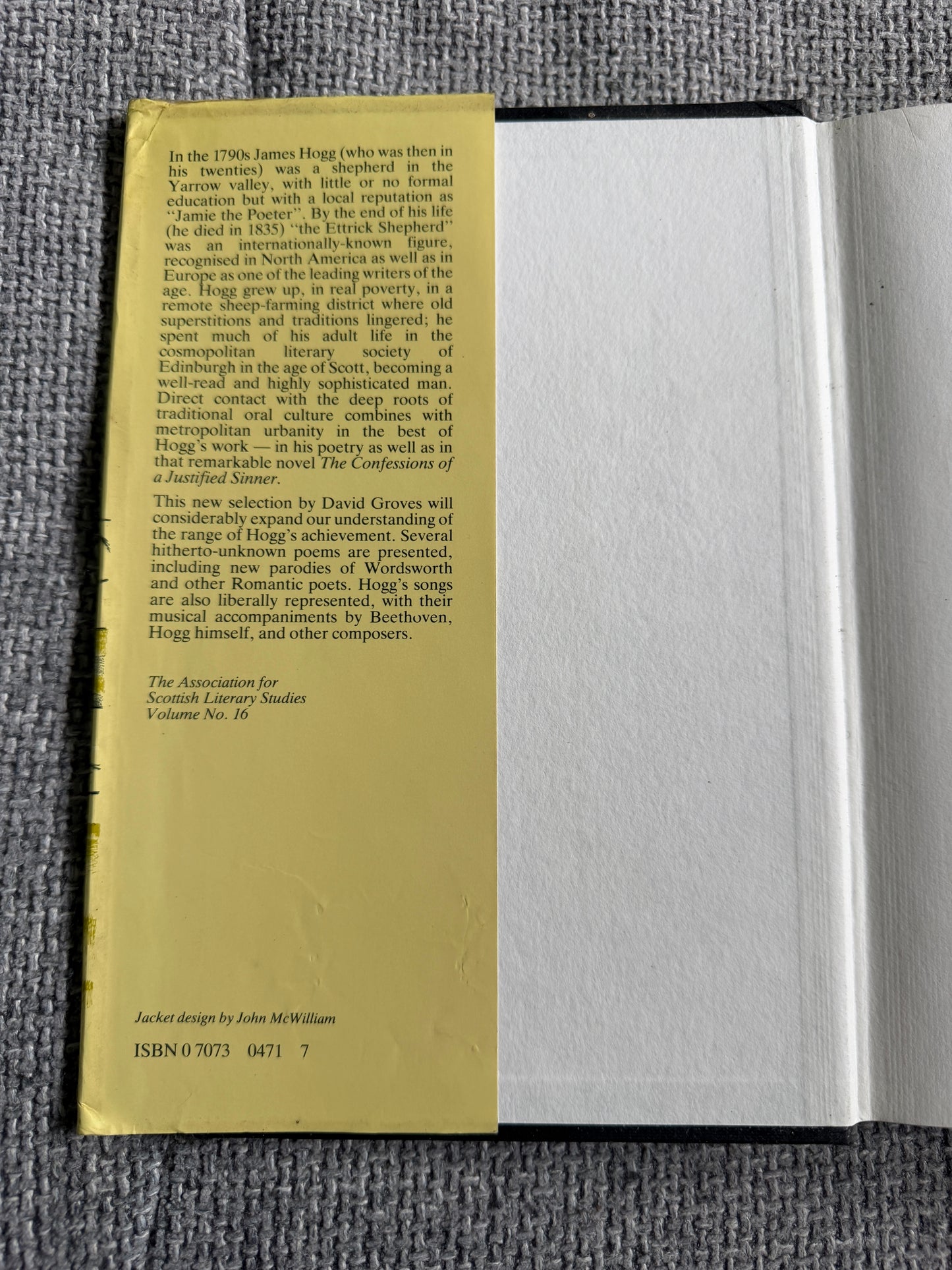 1986*1st* James Hogg Selected Poems & Songs - David Groves edited (Scottish Academic Press)