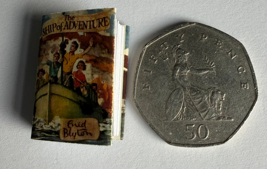 The Ship Of Adventure 1:12 scale 2x3mm Opening Books detachable dust jacket. Text & illustration Not Full Books.