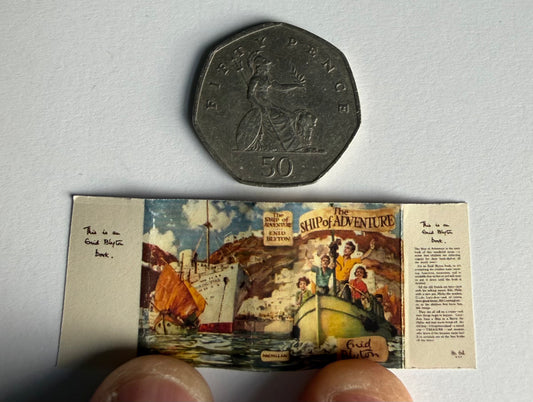 The Ship Of Adventure 1:12 scale 2x3mm Opening Books detachable dust jacket. Text & illustration Not Full Books.