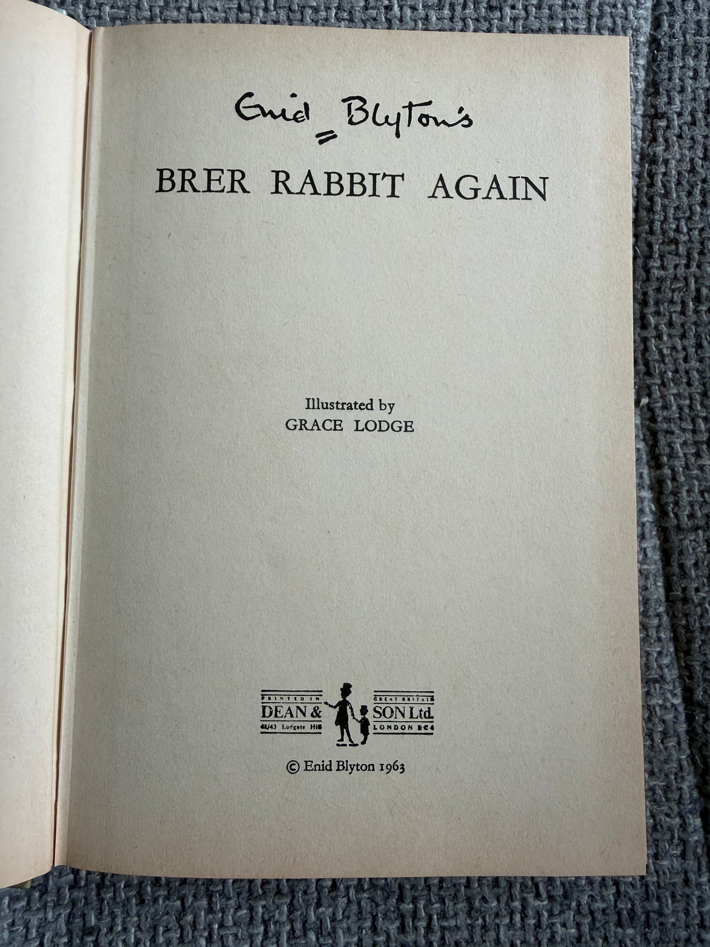 1963 Brer Rabbit Again Enid Blyton with Grace Lodge Illustrations - Dean & Son Ltd