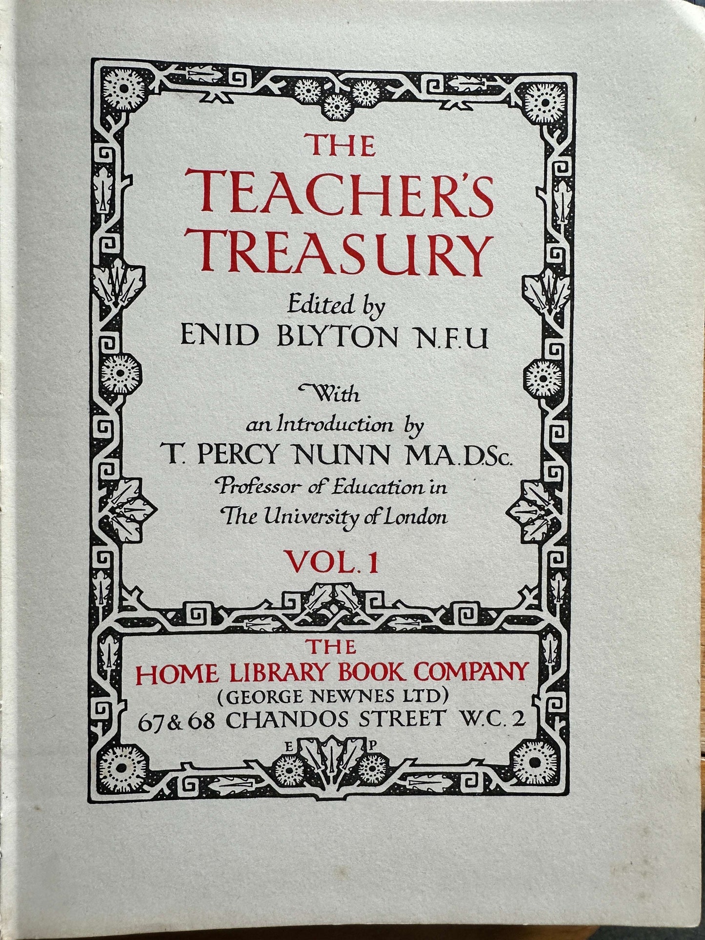 1926 The Teacher’s Treasury - Enid Blyton (Prof T. Percy Nunn intro) early edition, complete 3-volume set, original Newnes binding - Honeyburn Books (UK)