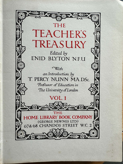 1926 The Teacher’s Treasury - Enid Blyton (Prof T. Percy Nunn intro) early edition, complete 3-volume set, original Newnes binding - Honeyburn Books (UK)