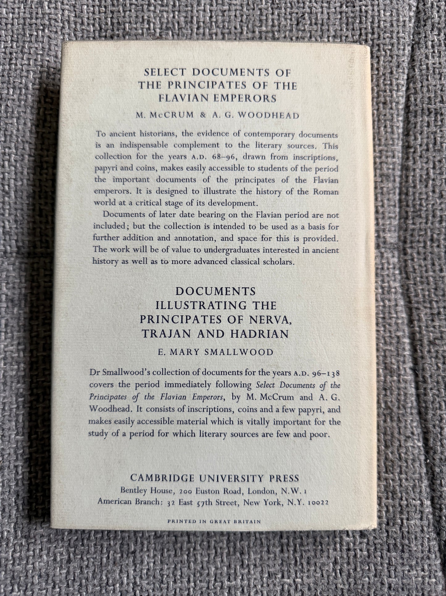 1967 Documents Gaius Claudius Nero - E. Mary Smallwood (Cambridge University Press) - Honeyburn Books (UK)