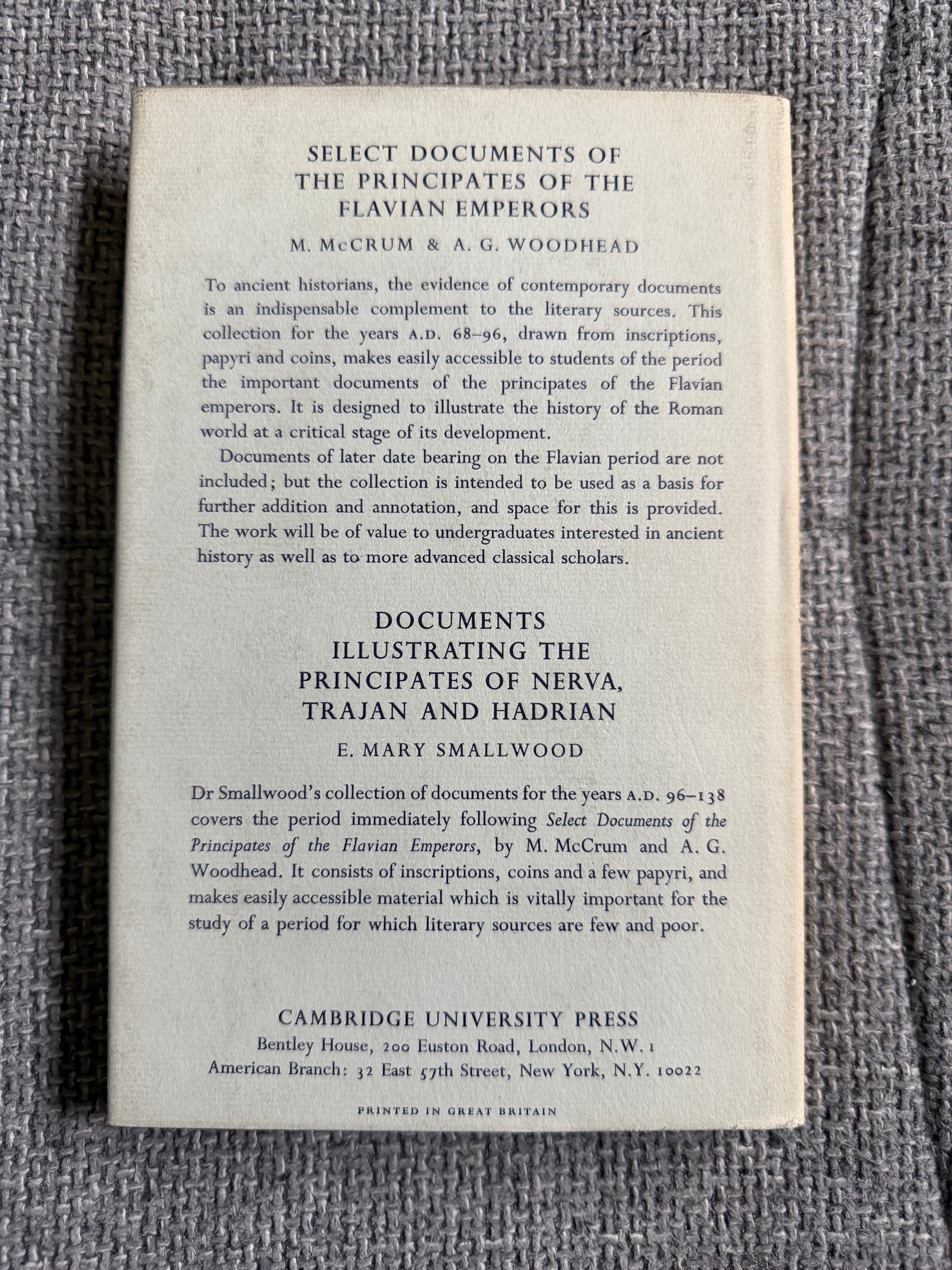 1967 Documents Gaius Claudius Nero - E. Mary Smallwood (Cambridge University Press) - Honeyburn Books (UK)
