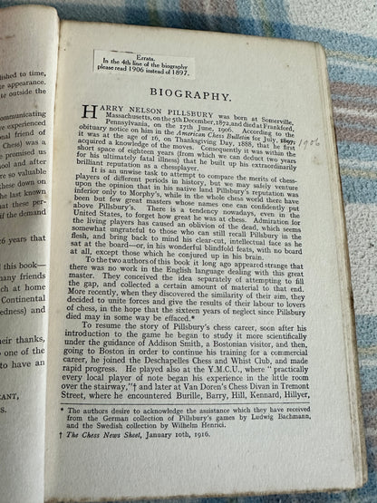 1922*1st* Pillsbury’s Chess Career - P. W. Sergeant & W. H. Watts(Printing Craft Ltd)