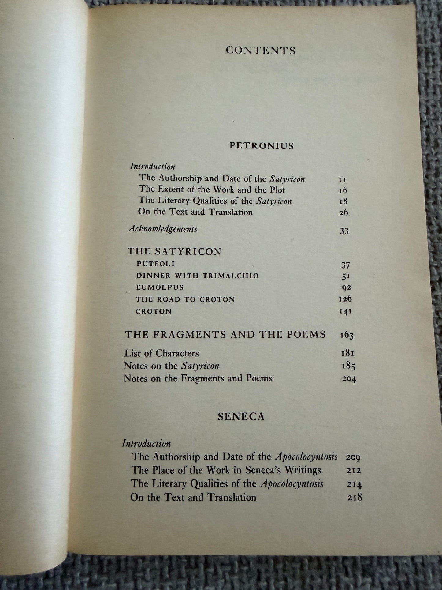The Satyricon Penguin Classics - 1986 Edition Translated by J. P. Sullivan, Includes Seneca & The Apocolocyntosis - Honeyburn Books (UK)
