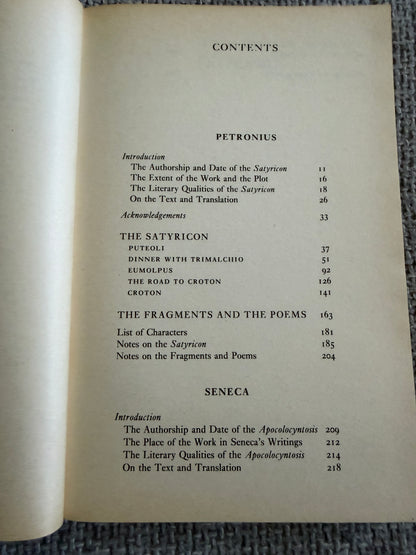 The Satyricon Penguin Classics - 1986 Edition Translated by J. P. Sullivan, Includes Seneca & The Apocolocyntosis - Honeyburn Books (UK)