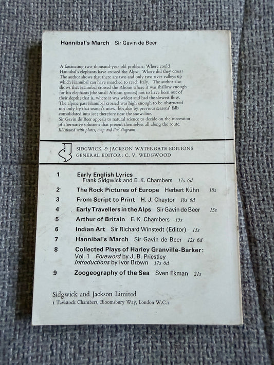 1967 Hannibal's March Book by Sir Gavin de Beer - Sidgwick & Jackson Edition
