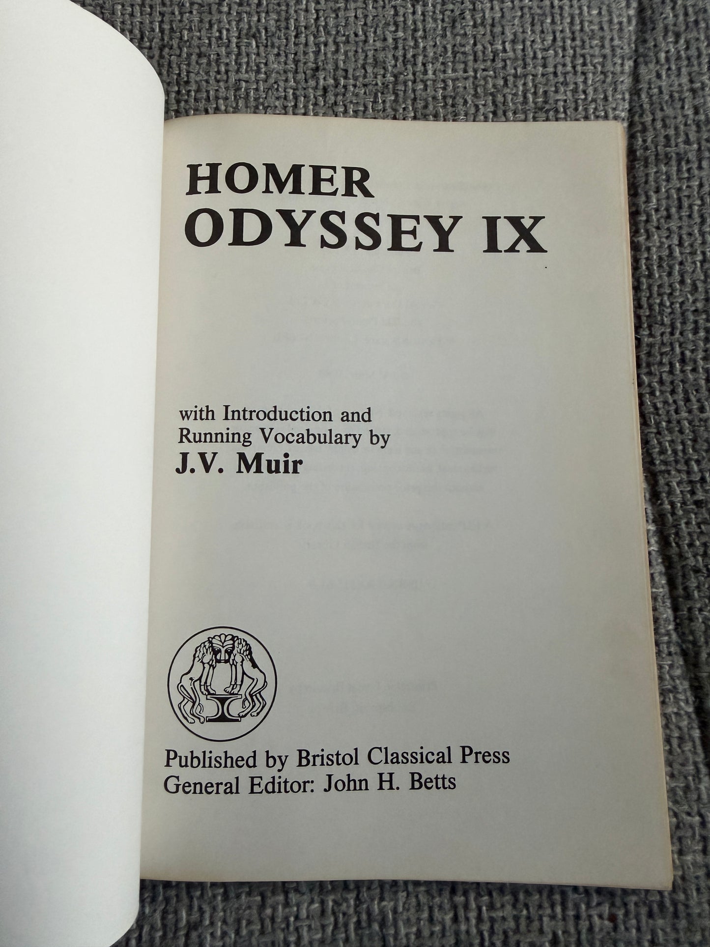 1991 Homer Odyssey IX J. V. Muir Bristol Classical Press Edition - Essential Classical Literature - Honeyburn Books (UK)