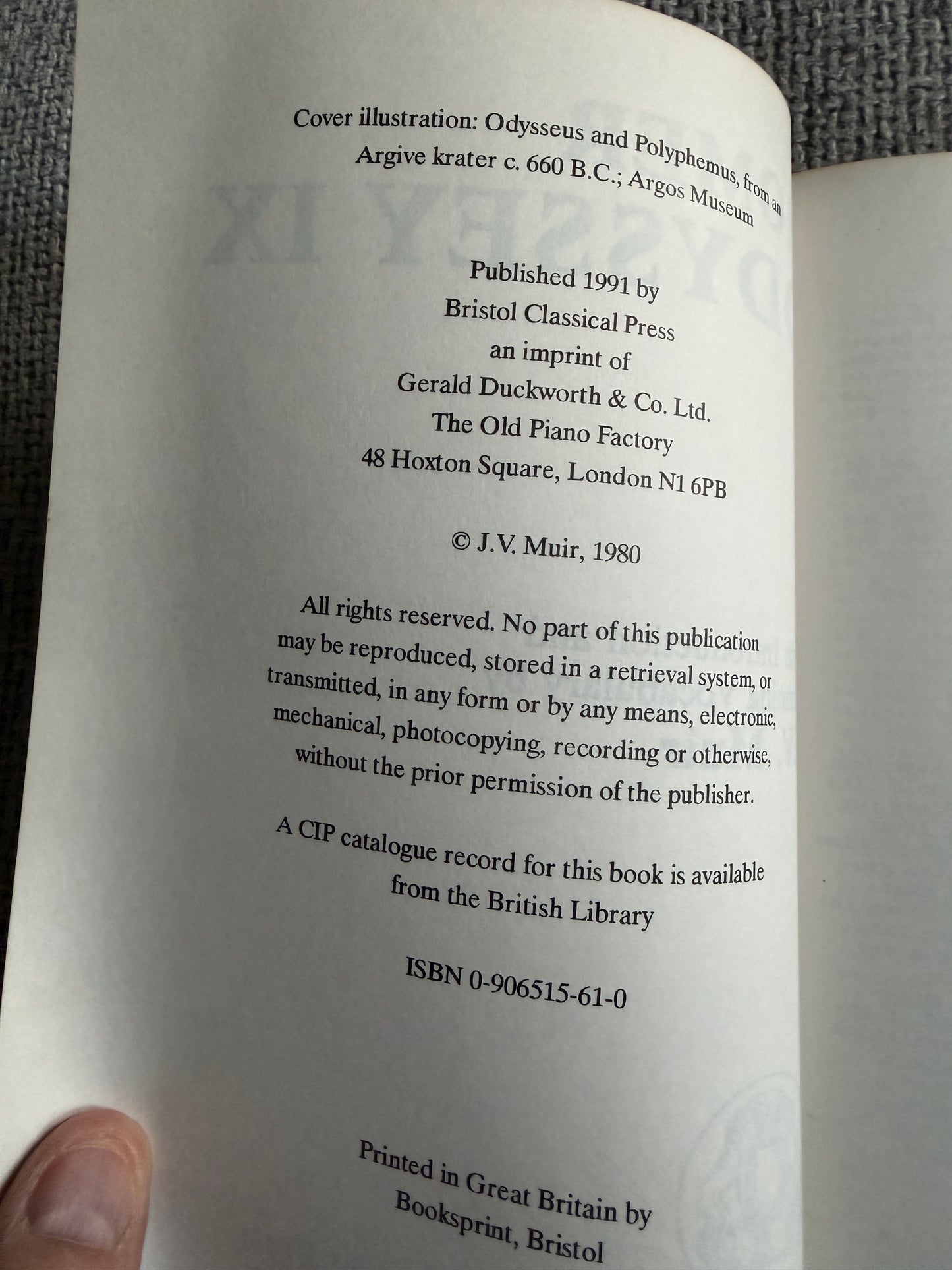 1991 Homer Odyssey IX J. V. Muir Bristol Classical Press Edition - Essential Classical Literature - Honeyburn Books (UK)