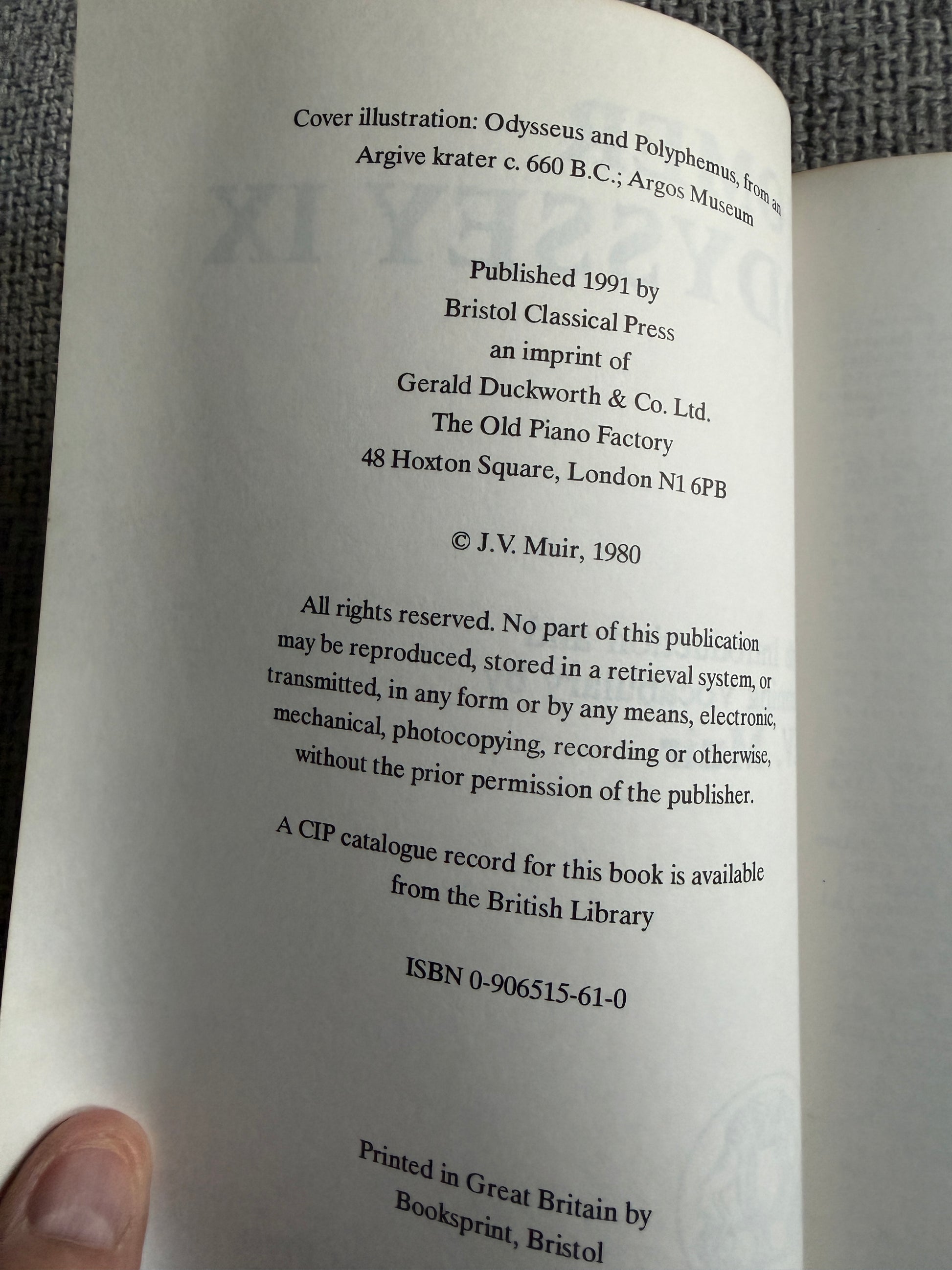 1991 Homer Odyssey IX J. V. Muir Bristol Classical Press Edition - Essential Classical Literature - Honeyburn Books (UK)