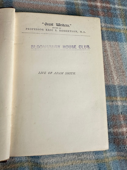 1887 Life Of Adam Smith - R. B. Haldane (Walter Scott)