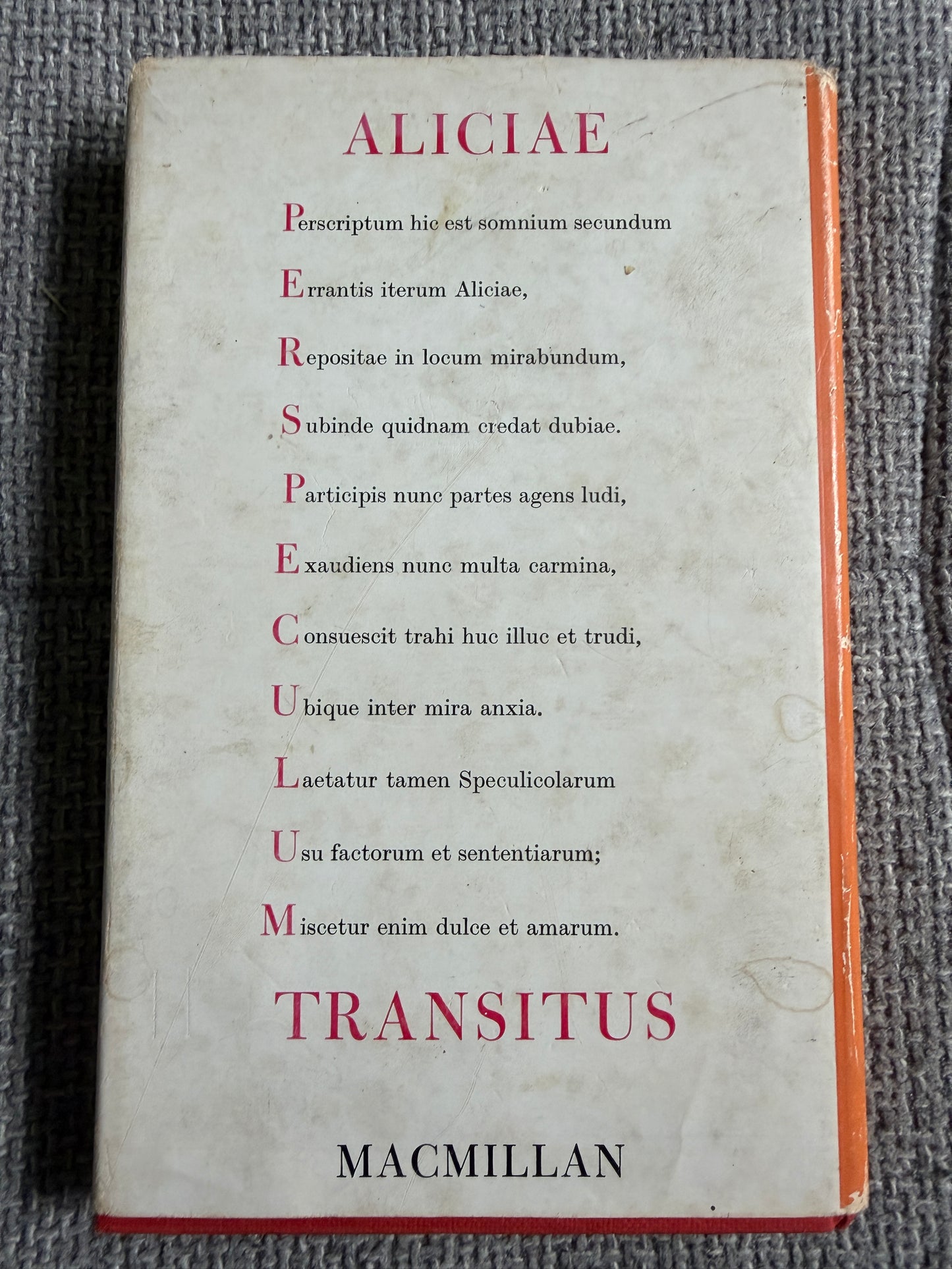 1966 Aliciae Per Speculum Transitus - Ludovici Carroll (Sir John Tennial illustration) translated by Clive Harcourt Carruthers (MacMillan) - Honeyburn Books (UK)