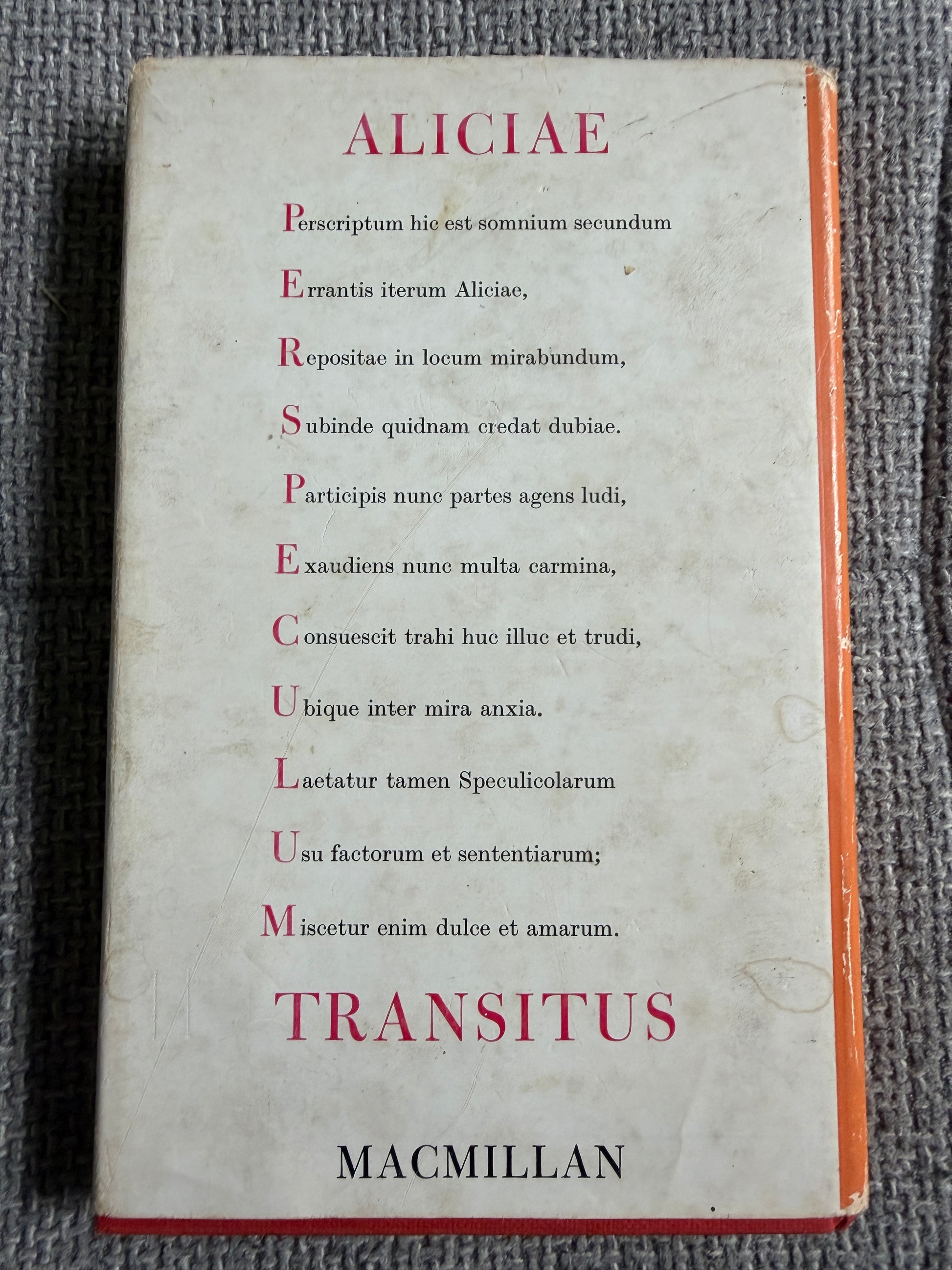 1966 Aliciae Per Speculum Transitus - Ludovici Carroll (Sir John Tennial illustration) translated by Clive Harcourt Carruthers (MacMillan) - Honeyburn Books (UK)