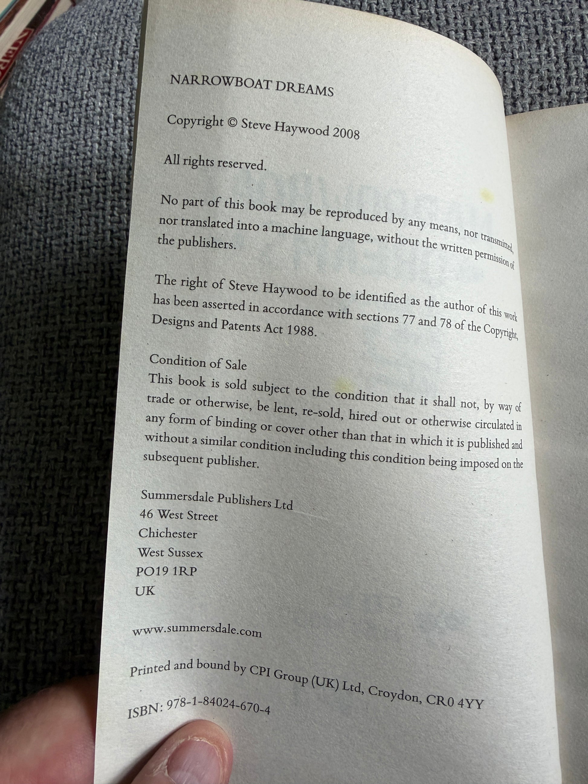 2008 Narrowboat Dreams - Steve Haywood (Summersdale) - Honeyburn Books (UK)